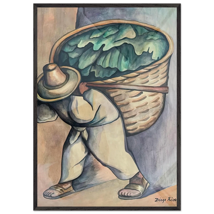 EL CARGADOR DE HOJAS DE PLATANO 1953 - Diego Rivera 70x100 cm / 28x40 inches Framed Art Print – Black Wooden Frame