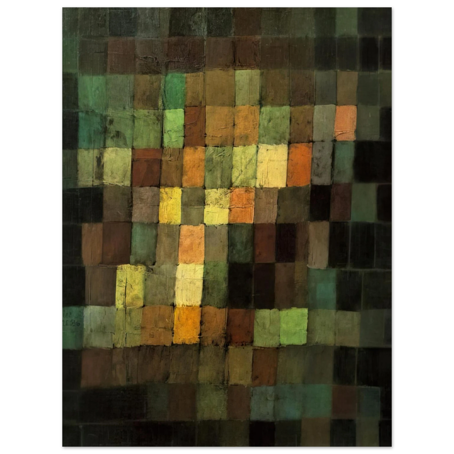 Paul Klee - ANCIENT SOUND ABSTRACT ON BLACK BACKGROUND 1925 75x100 cm / 30x40inches Fine Art Poster