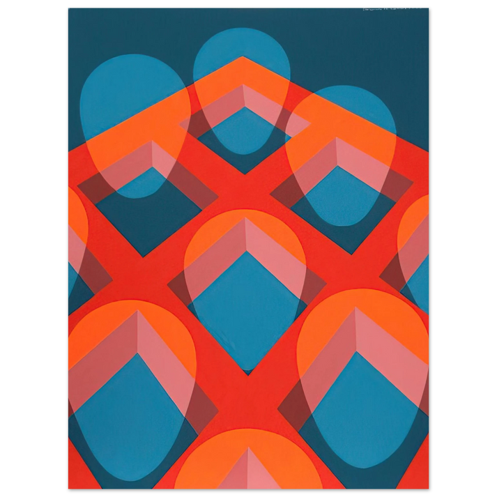 Clarence Holbrook Carter - Untitled - Faces in a Grid Red and Blue - 1973 75x100 cm / 30x40inches Fine Art Poster