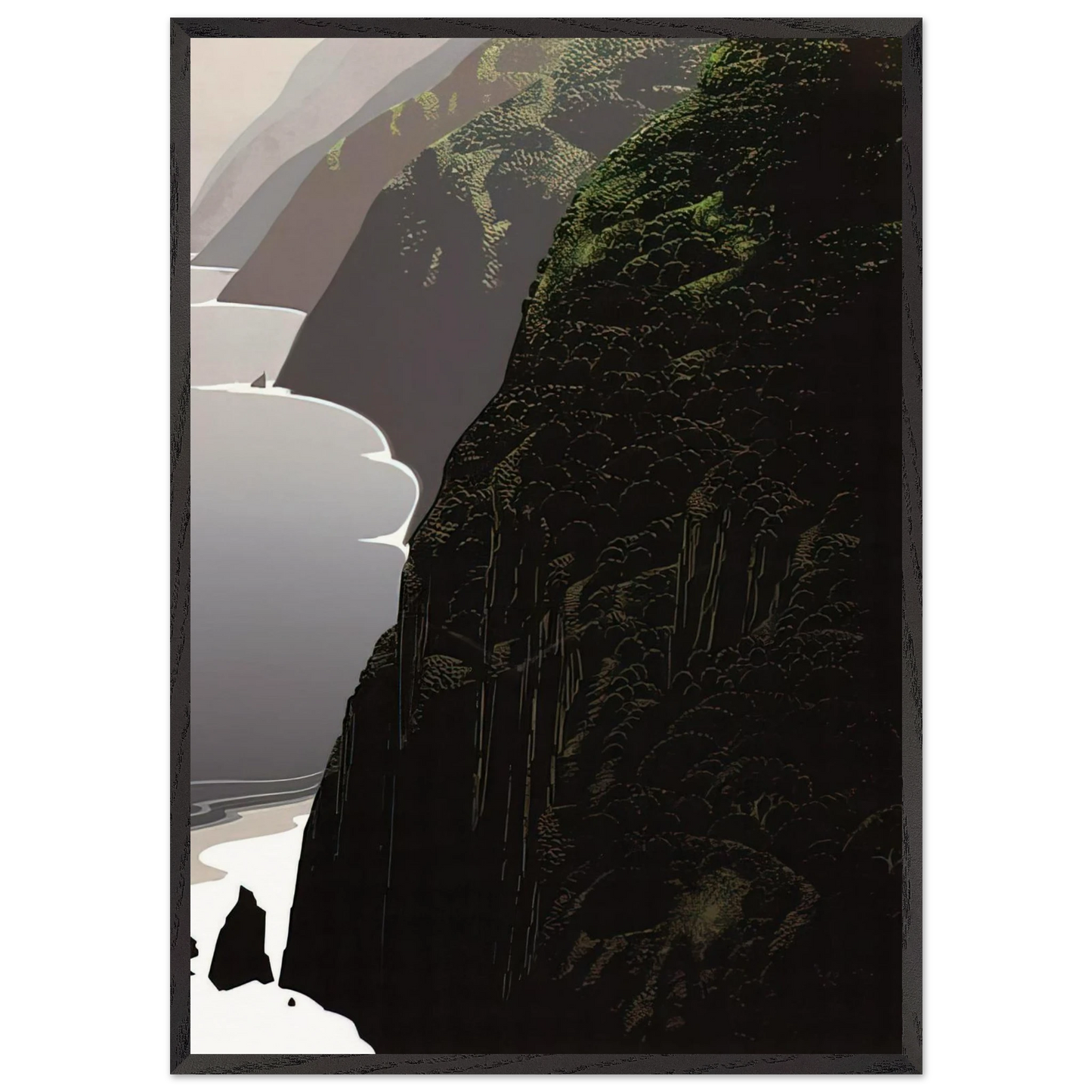 Big Sur Coastline - Eyvind Earle 70x100 cm / 28x40 inches Framed Art Print – Black Wooden Frame