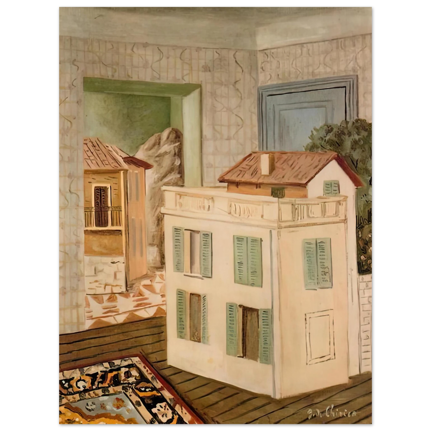 Giorgio de Chirico - THE HOUSE IN THE HOUSE 75x100 cm / 30x40inches Fine Art Poster