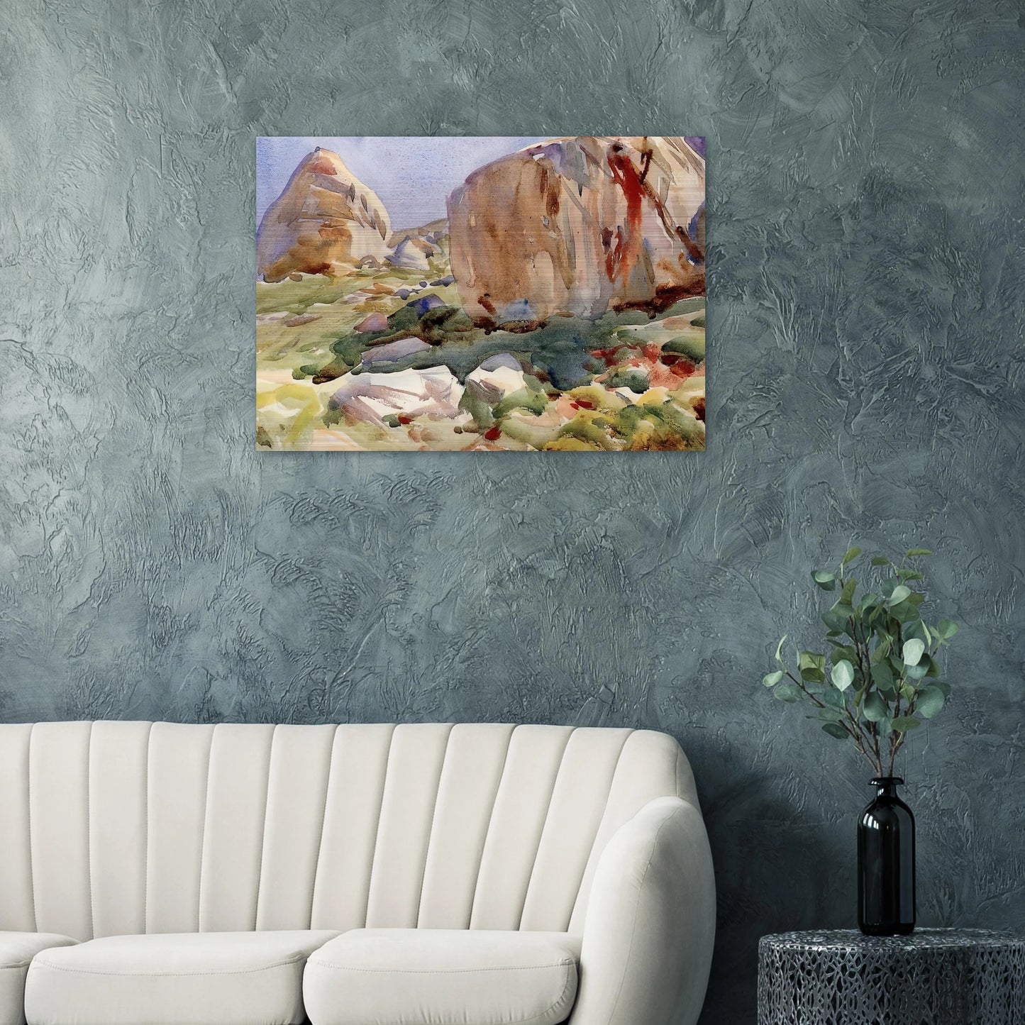 The Simplon. Large Rocks - John Singer Sargent Brushed Aluminum Print - 70x100 cm / 28x40 inches | John Singer Sargent Aluminum Print | John Singer Sargent Prints