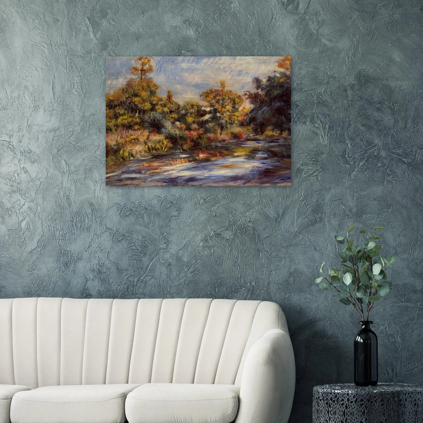 Landscape with River - Pierre-Auguste Renoir Brushed Aluminum Print - 70x100 cm / 28x40 inches | Pierre-Auguste Renoir Aluminum Print | Pierre-Auguste Renoir Prints