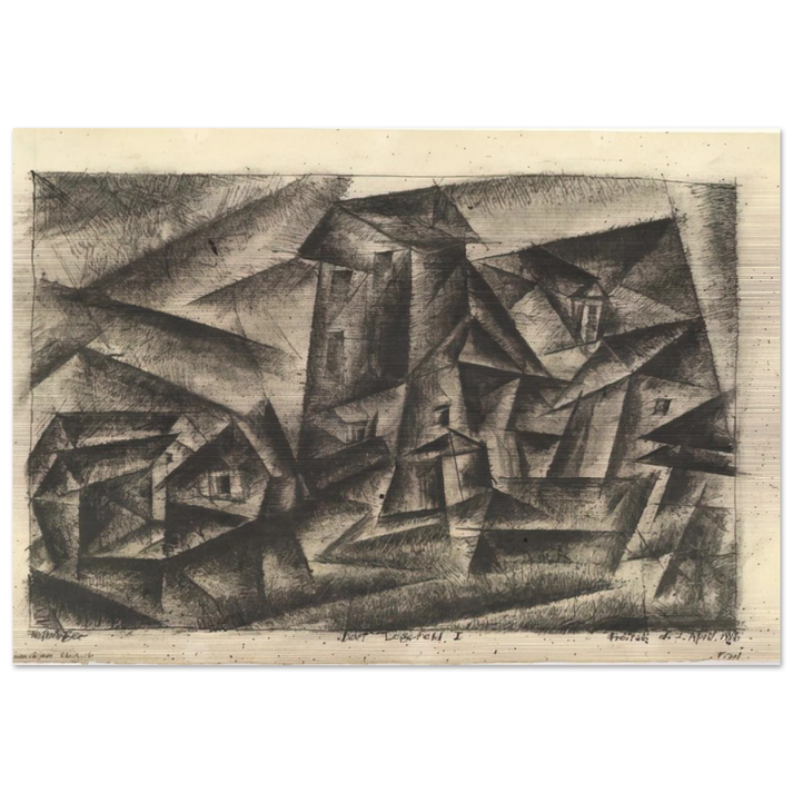 THE VILLAGE OF LEGEFELD I DORF LEGEFELD I 1916 - Lyonel Feininger Brushed Aluminum Print - 70x100 cm / 28x40 inches | Lyonel Feininger Aluminum Print | Lyonel Feininger Prints
