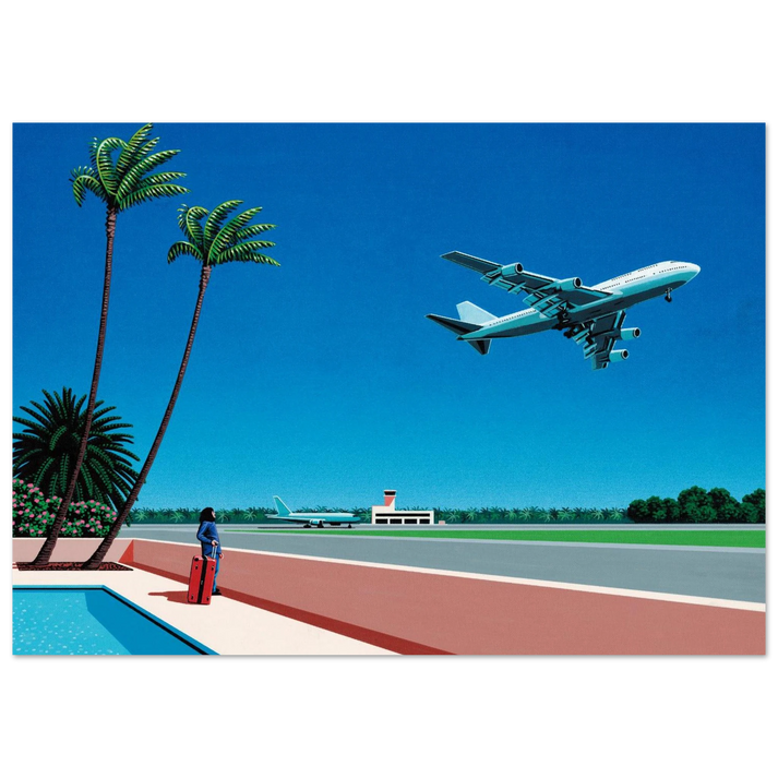 Hiroshi Nagai - Finest B-R-E-E-Z-E Takeoff Wall Art - 21x29.7 cm / 8x12" - Premium Wooden Framed Poster With Fine Art Paper - White frame