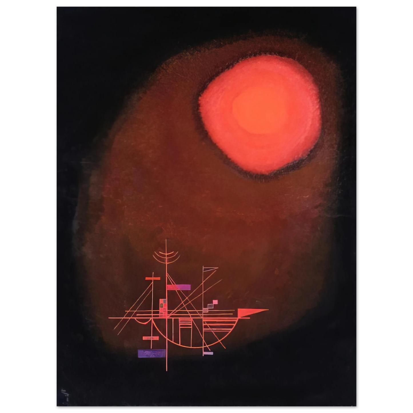 Wassily Kandinsky - RED SUN AND SHIP 75x100 cm / 30x40inches Fine Art Poster
