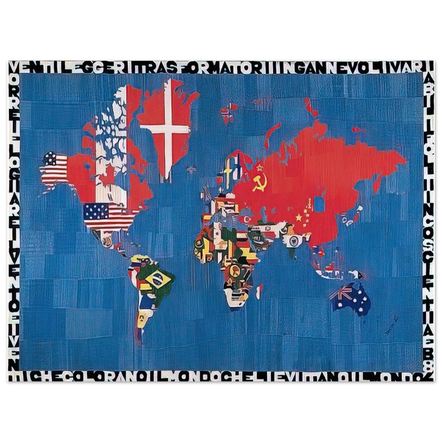 Alighiero Boetti - VORREI ELOGIARE IL VENTO E I VENTI CHE COLORANO 75x100 cm / 30x40inches Fine Art Poster