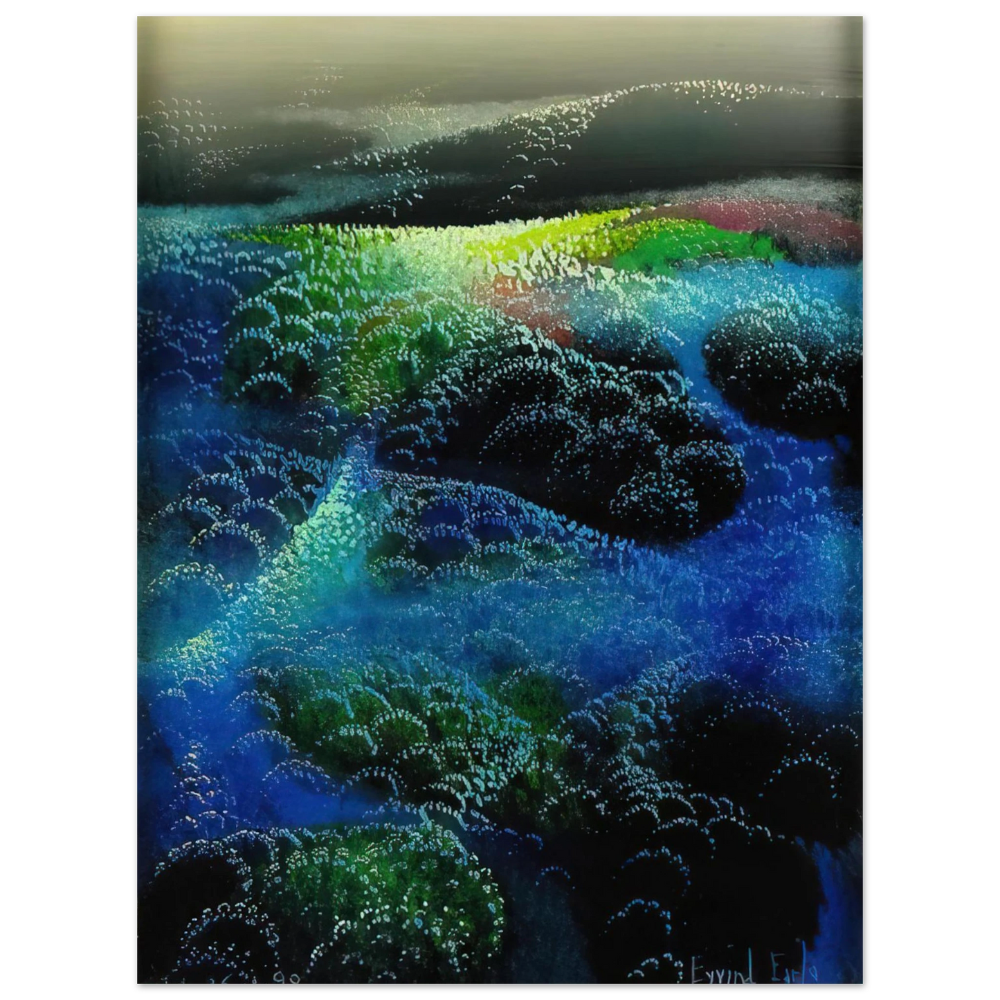 Eyvind Earle - Fields Of Fog 75x100 cm / 30x40inches Fine Art Poster
