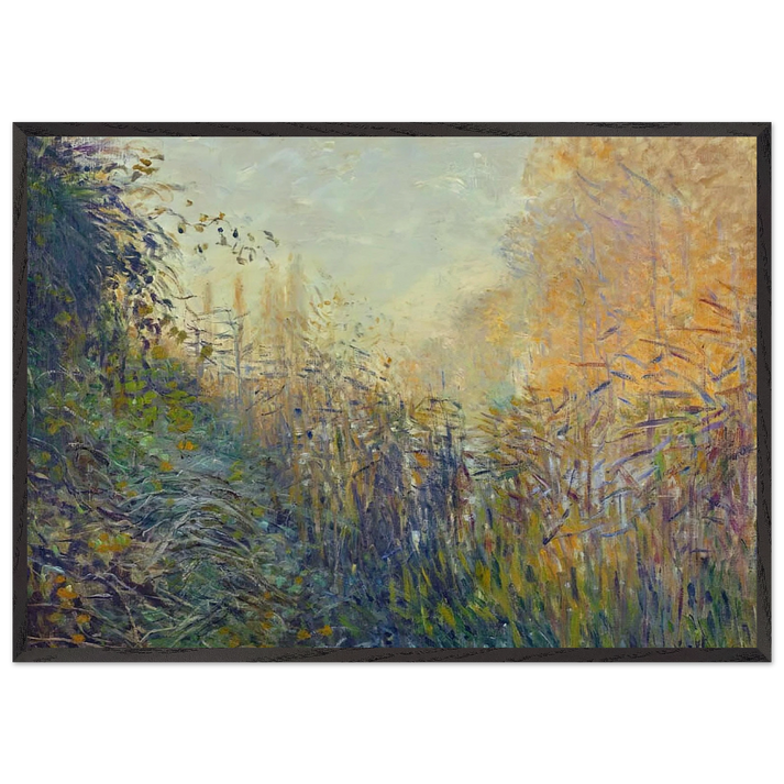 Study Rushes at Argenteuil - claude monet 70x100 cm / 28x40 inches Framed Art Print – Black Wooden Frame