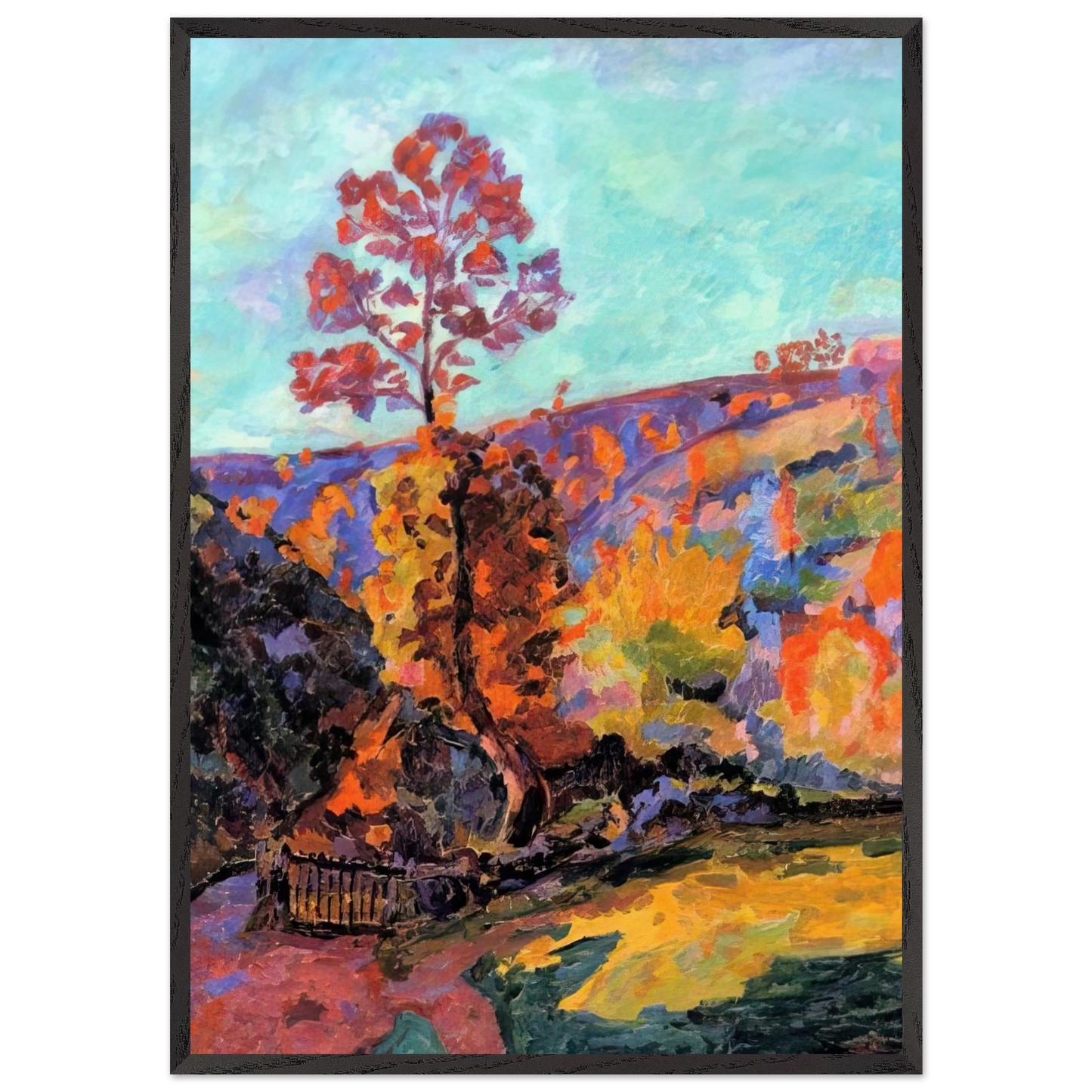 Paysage a Crozant - 1917 - Armand Guillaumin 70x100 cm / 28x40 inches Framed Art Print – Black Wooden Frame