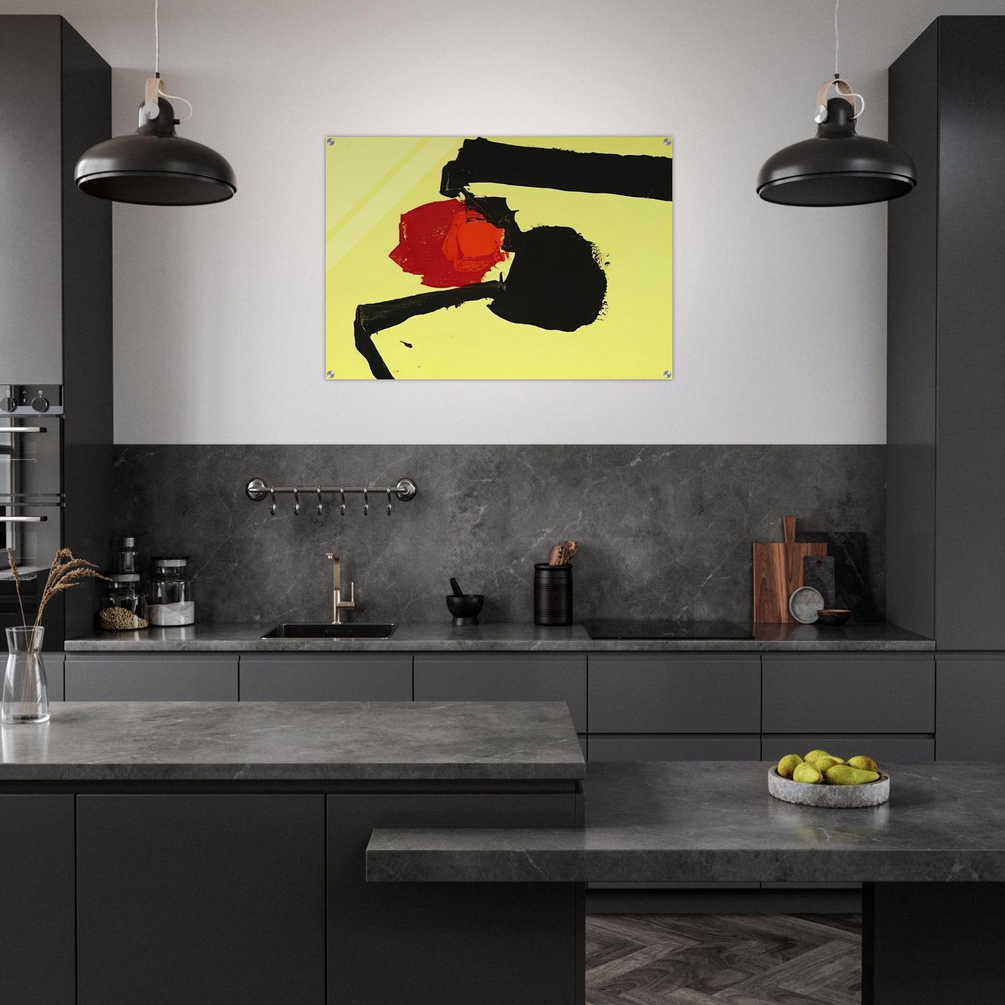 UNTITLED ABSTRACT IN YELLOW BLACK AND RED 1967 - Luis Feito Acrylic Print - 70x100 cm / 28x40″ inches