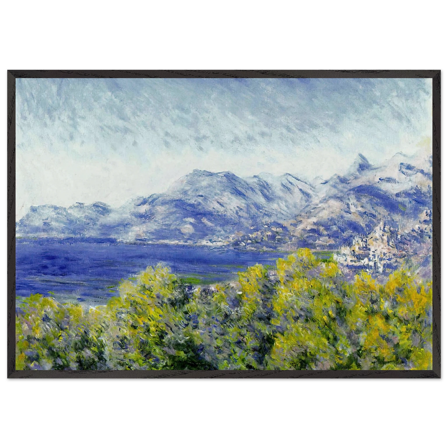 View of Ventimiglia - claude monet 70x100 cm / 28x40 inches Framed Art Print – Black Wooden Frame