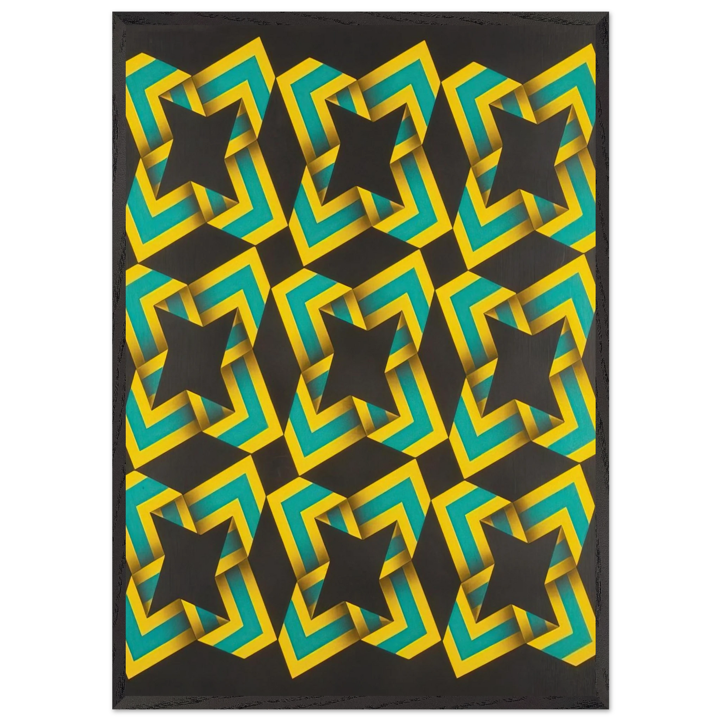 9-Soles - 1967 - Omar Rayo 70x100 cm / 28x40 inches Framed Art Print – Black Wooden Frame