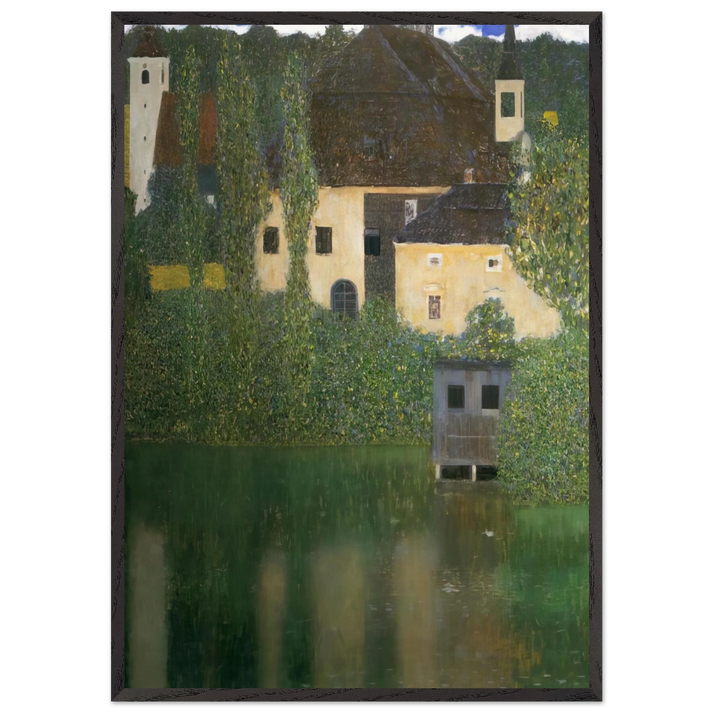 WATER CASTLE - Gustav Klimt 70x100 cm / 28x40 inches Framed Art Print – Black Wooden Frame