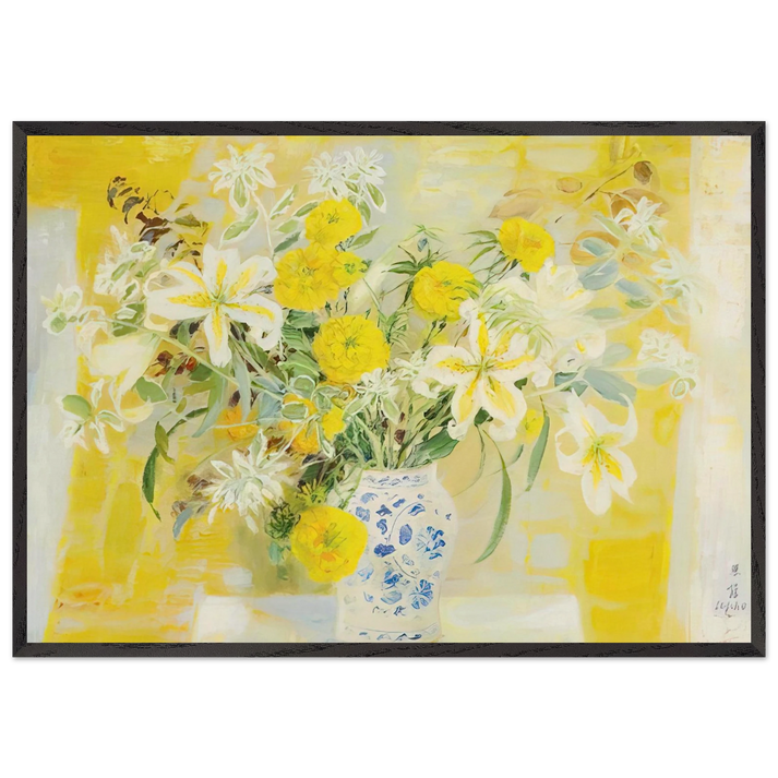 Fleurs - 1971 - Le Pho 70x100 cm / 28x40 inches Framed Art Print – Black Wooden Frame