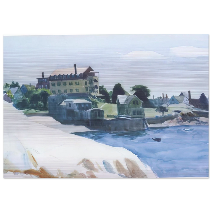 Small Town on Cove - Edward Hopper Brushed Aluminum Print - 70x100 cm / 28x40 inches | Edward Hopper Aluminum Print | Edward Hopper Prints