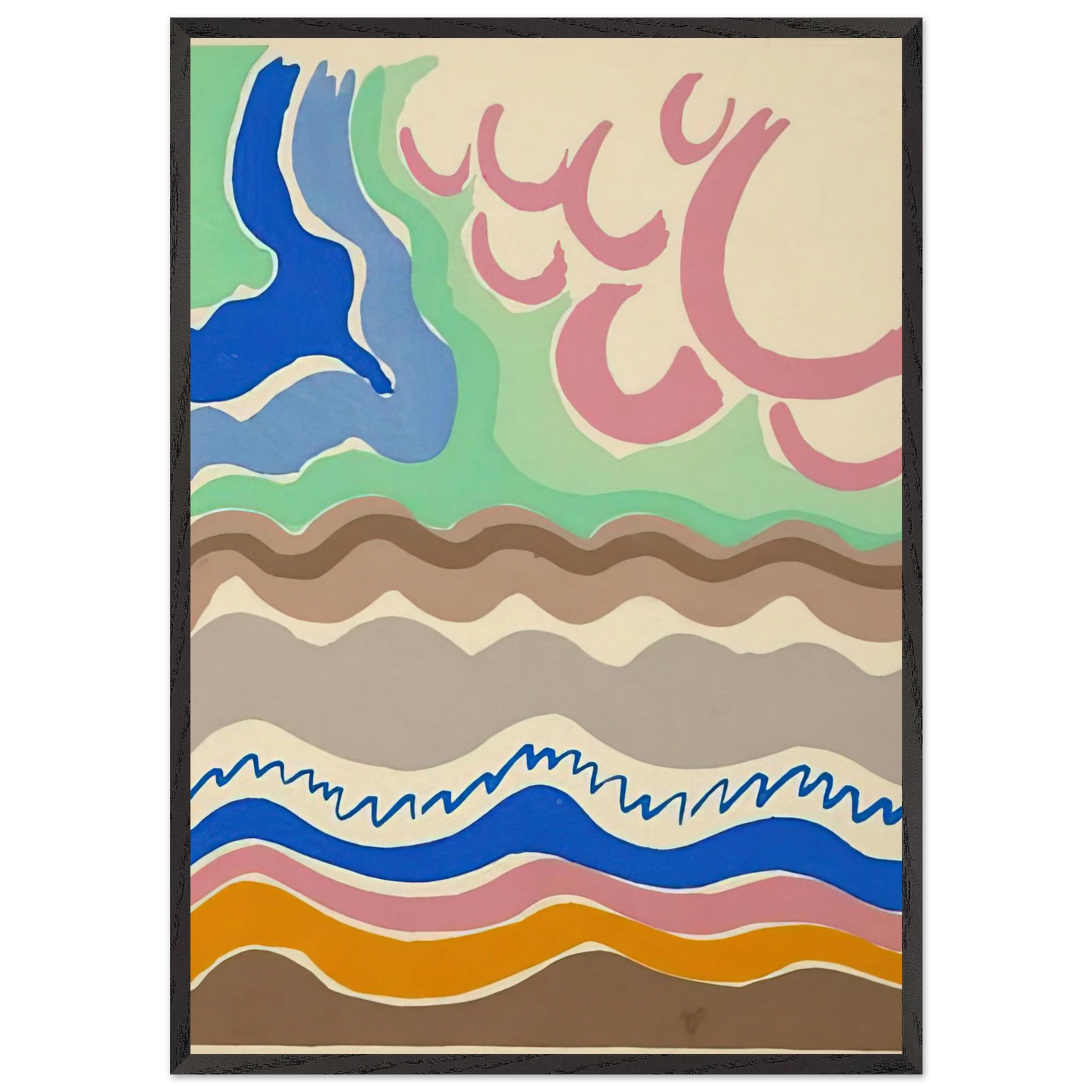 COMPOSITIONS COLORS IDEAS 14 - Sonia Delaunay 70x100 cm / 28x40 inches Framed Art Print – Black Wooden Frame