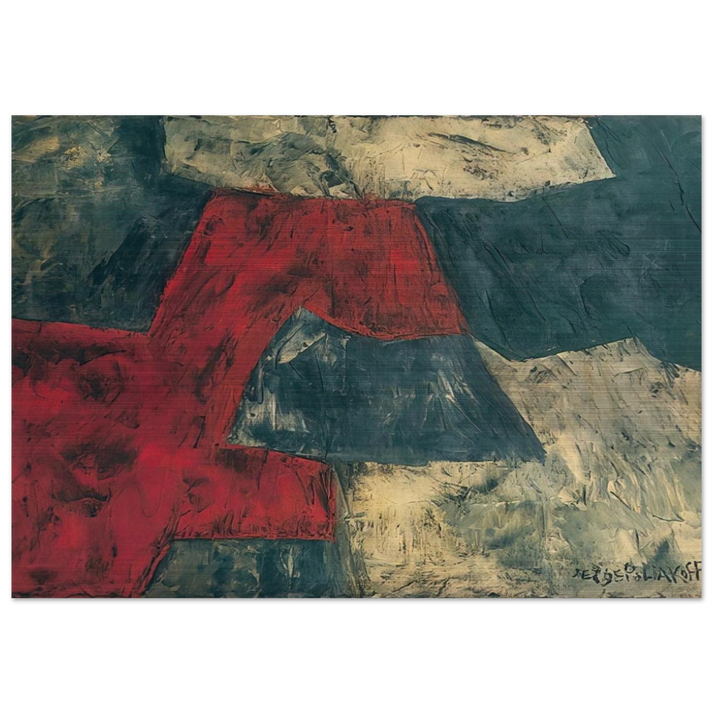 Composition - 1958 - Serge Poliakoff Brushed Aluminum Print - 70x100 cm / 28x40 inches | Serge Poliakoff Aluminum Print | Serge Poliakoff Prints