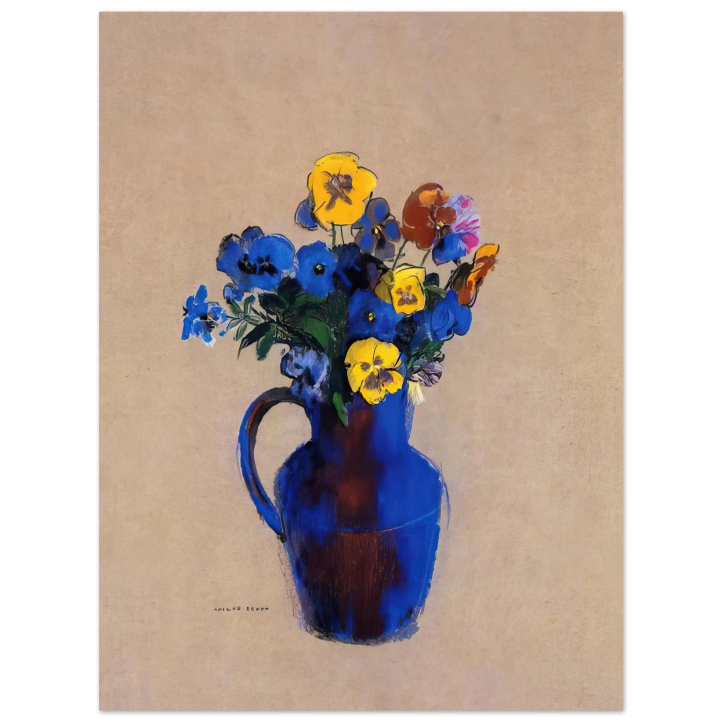 Odilon Redon - VASE OF FLOWERS PANSIES 75x100 cm / 30x40inches Fine Art Poster