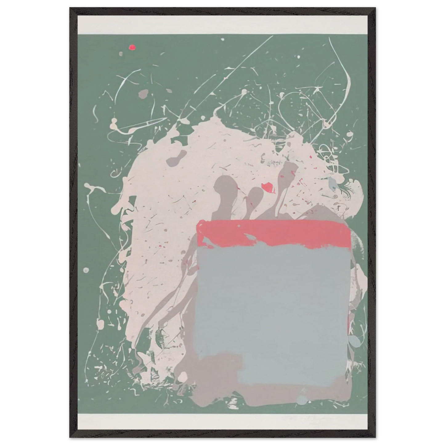 Grey Blue on Green - 1971 - John Hoyland 70x100 cm / 28x40 inches Framed Art Print – Black Wooden Frame