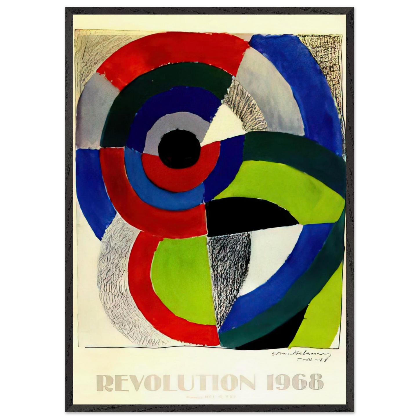 REVOLUTION AFFICHE - Sonia Delaunay 70x100 cm / 28x40 inches Framed Art Print – Black Wooden Frame