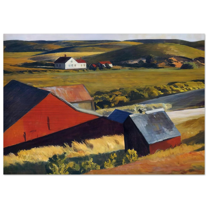 Cobbs Barns and Distant Houses - Edward Hopper Brushed Aluminum Print - 70x100 cm / 28x40 inches | Edward Hopper Aluminum Print | Edward Hopper Prints
