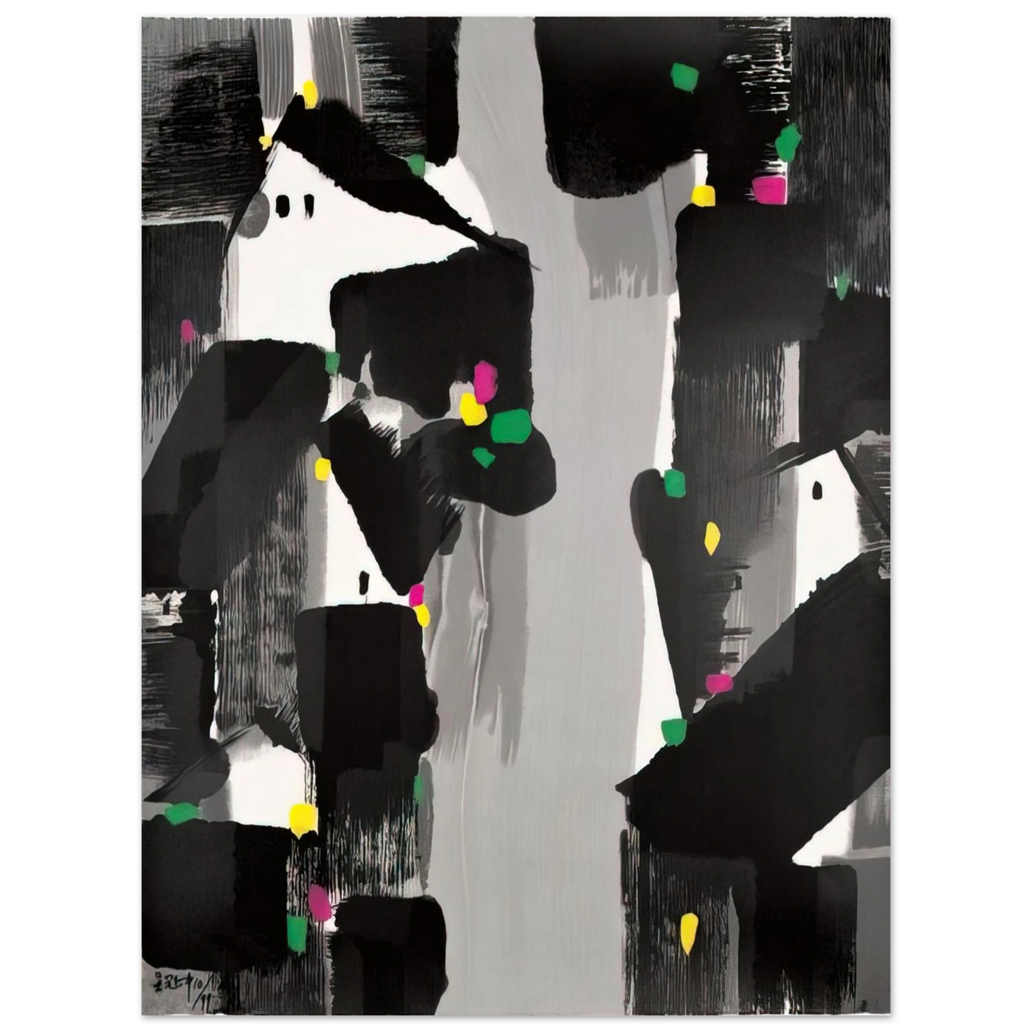 Wu Guanzhong - Houses of the South - 2007 75x100 cm / 30x40inches Fine Art Poster