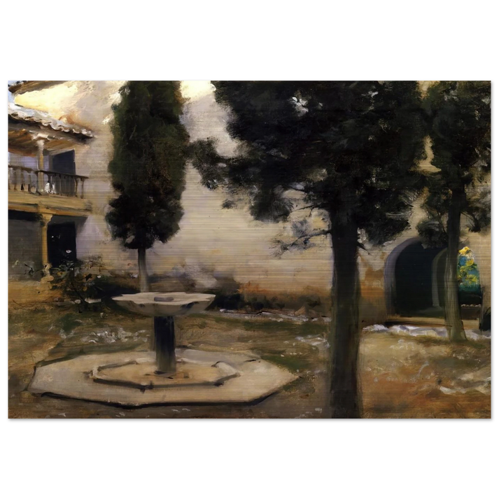 Alhambra, Patio de la Reja - John Singer Sargent Brushed Aluminum Print - 70x100 cm / 28x40 inches | John Singer Sargent Aluminum Print | John Singer Sargent Prints