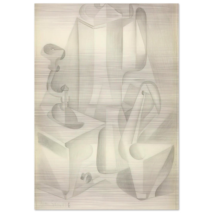 STILL LIFE WITH COFFEE MILL 1916 - Juan Gris Brushed Aluminum Print - 70x100 cm / 28x40 inches | Juan Gris Aluminum Print | Juan Gris Prints