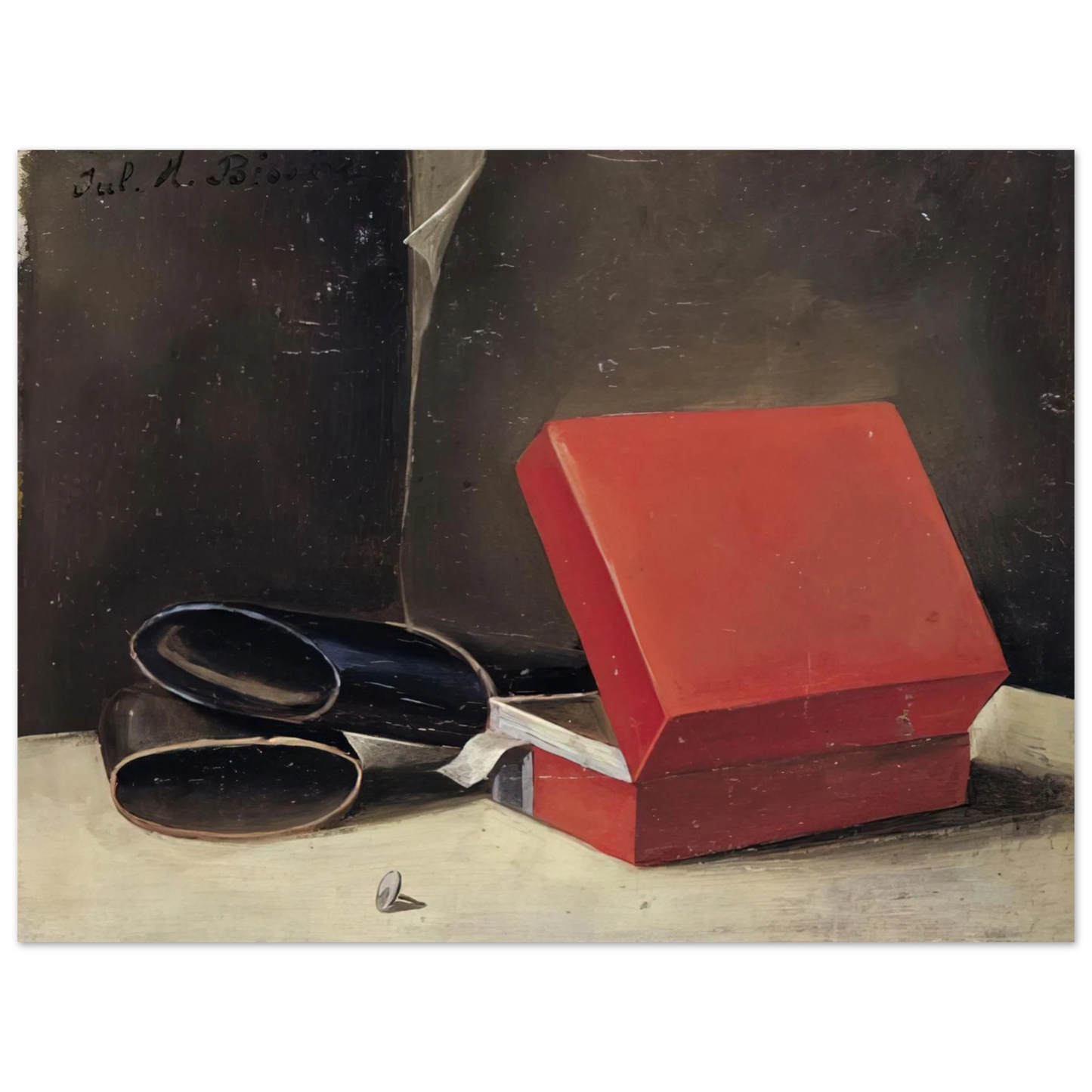 Julius Bissier - Scatola rossa con astuccio per occhiali - 1923 75x100 cm / 30x40inches Fine Art Poster