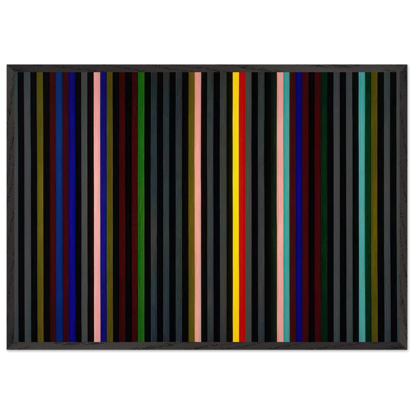 Black Grey Beat - 1964 - Gene Davis 70x100 cm / 28x40 inches Framed Art Print – Black Wooden Frame