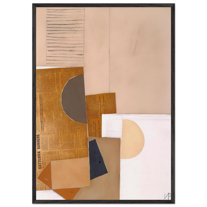 Abstract in White Grey and Ochre - 1949 - Victor Pasmore 70x100 cm / 28x40 inches Framed Art Print – Black Wooden Frame