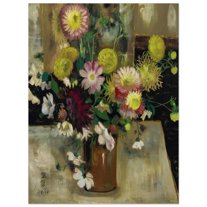 Le Pho - Anemones and Dahlias - Post-Impressionism 75x100 cm / 30x40inches Fine Art Poster