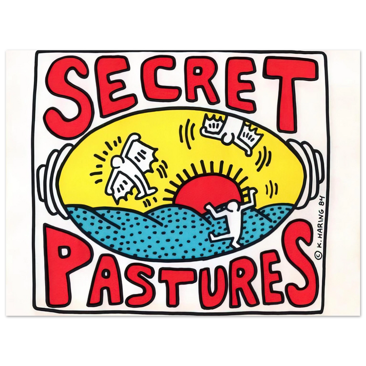 Keith Haring - PROMOTIONAL POSTER FOR SECRET PASTURES 1984 75x100 cm / 30x40inches Fine Art Poster | Keith Haring Art For Sale