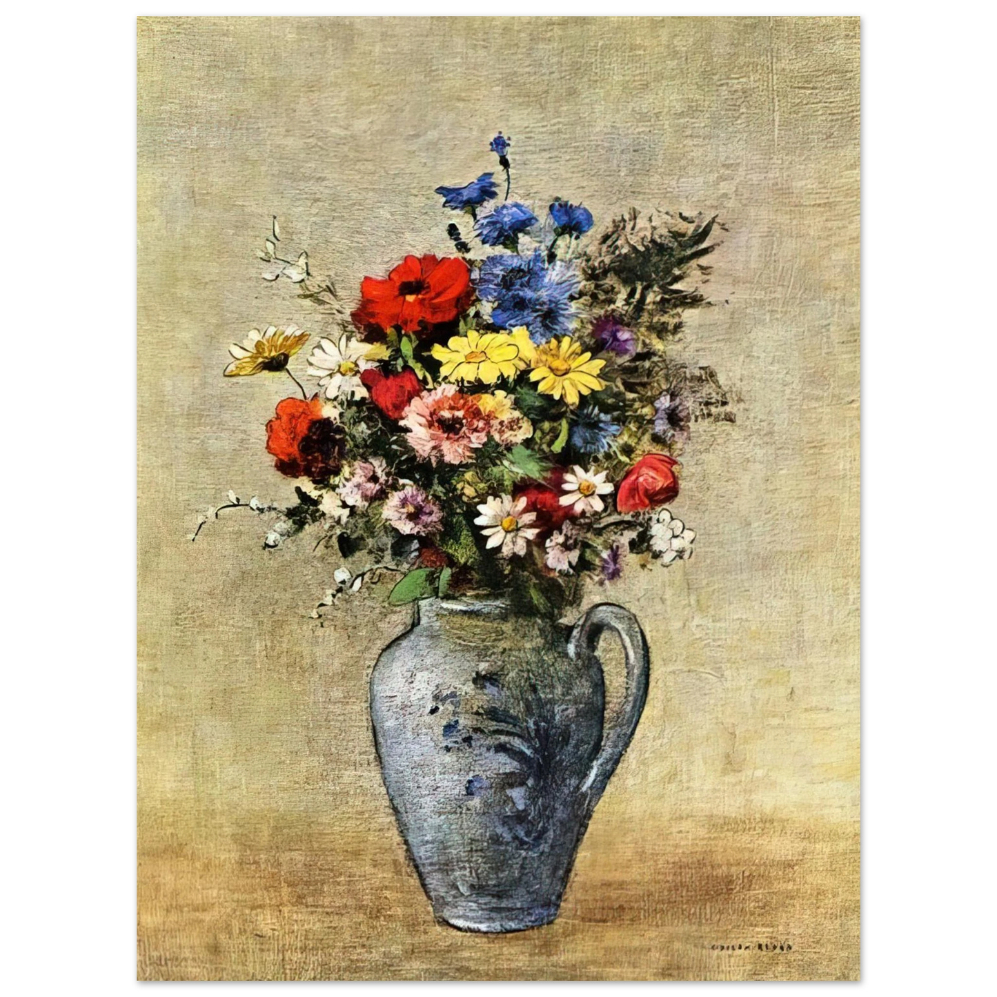 Odilon Redon - FLOWERS IN A VASE WITH ONE HANDLE 75x100 cm / 30x40inches Fine Art Poster
