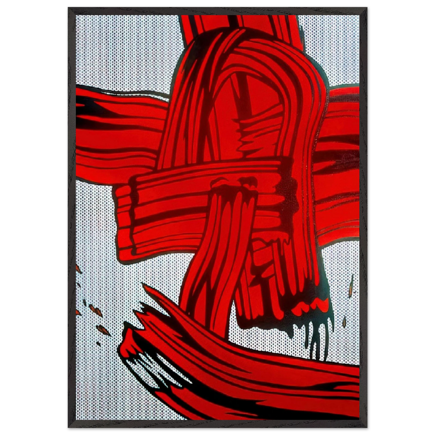 RED PAINTING BRUSHSTROKE 1965 - Roy Lichtenstein 70x100 cm / 28x40 inches Framed Art Print – Black Wooden Frame