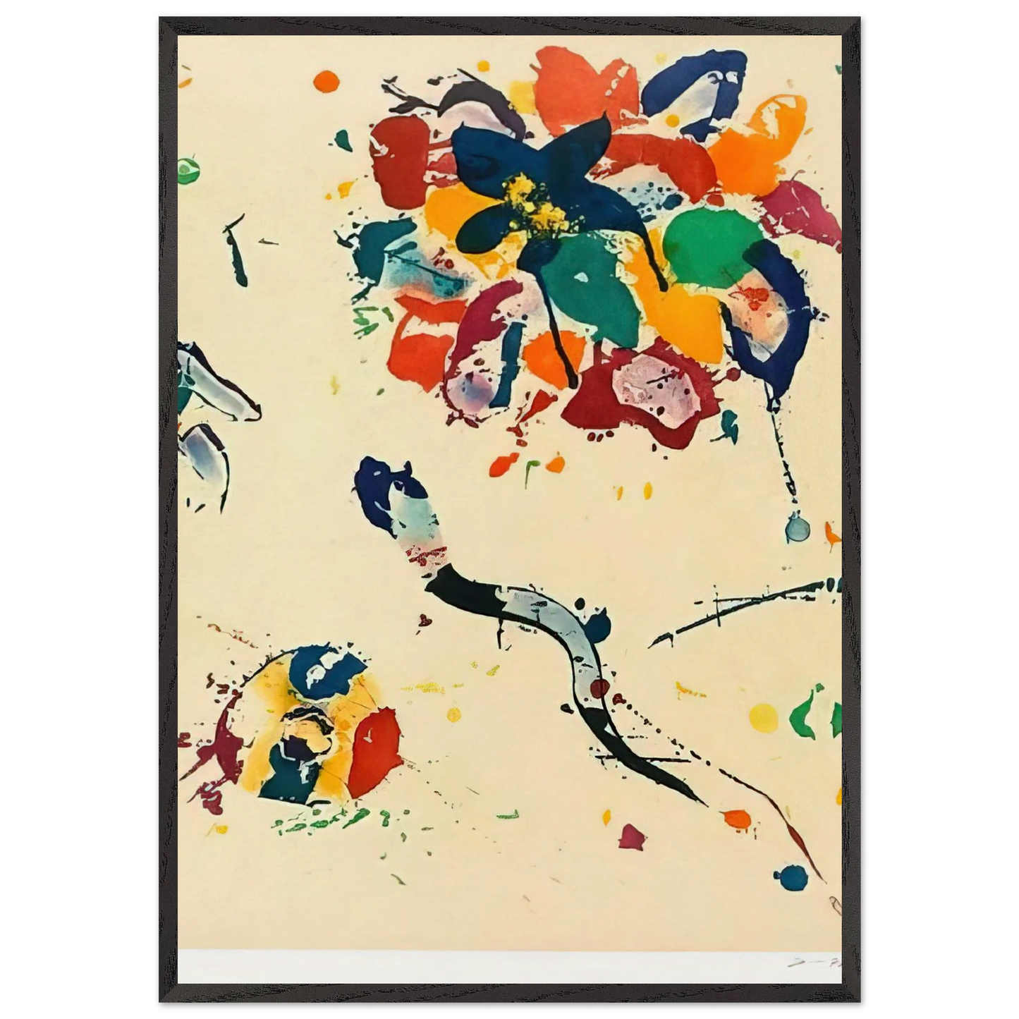Untitled SFE 075 - Sam Francis 70x100 cm / 28x40 inches Framed Art Print – Black Wooden Frame