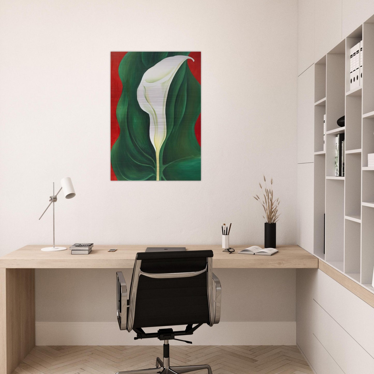 Single Calla Lily Red - Georgia O'Keeffe Brushed Aluminum Print - 70x100 cm / 28x40 inches | Georgia O'Keeffe Aluminum Print | Georgia O'Keeffe Prints