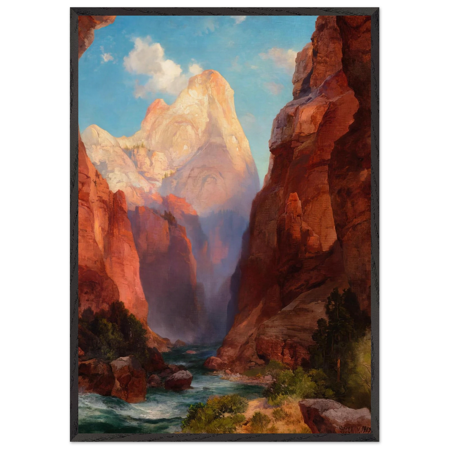 The Rio Virgin Southern Utah - Thomas Moran 70x100 cm / 28x40 inches Framed Art Print – Black Wooden Frame