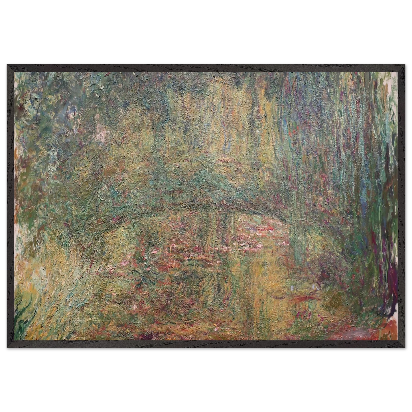 The Japanese Bridge - claude monet 70x100 cm / 28x40 inches Framed Art Print – Black Wooden Frame