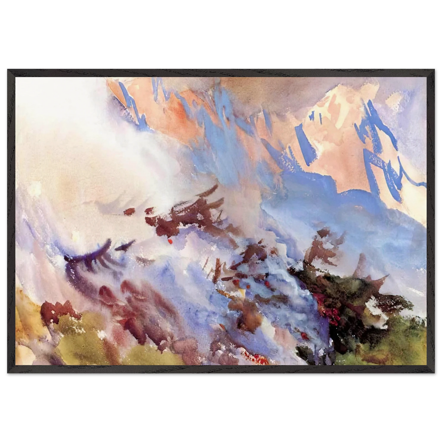 Mountain Fire - John Singer Sargent 70x100 cm / 28x40 inches Framed Art Print – Black Wooden Frame