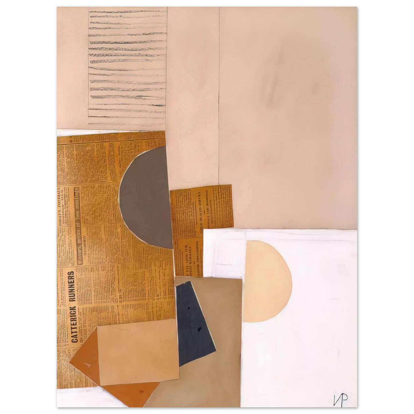Victor Pasmore - Abstract in White, Grey and Ochre - 1949 75x100 cm / 30x40inches Fine Art Poster