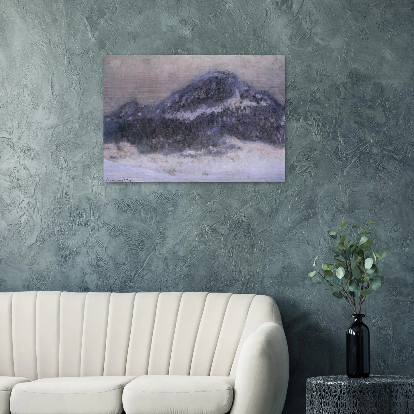 Mount Kolsaas in Misty Weather - claude monet Brushed Aluminum Print - 70x100 cm / 28x40 inches | claude monet Aluminum Print | claude monet Prints