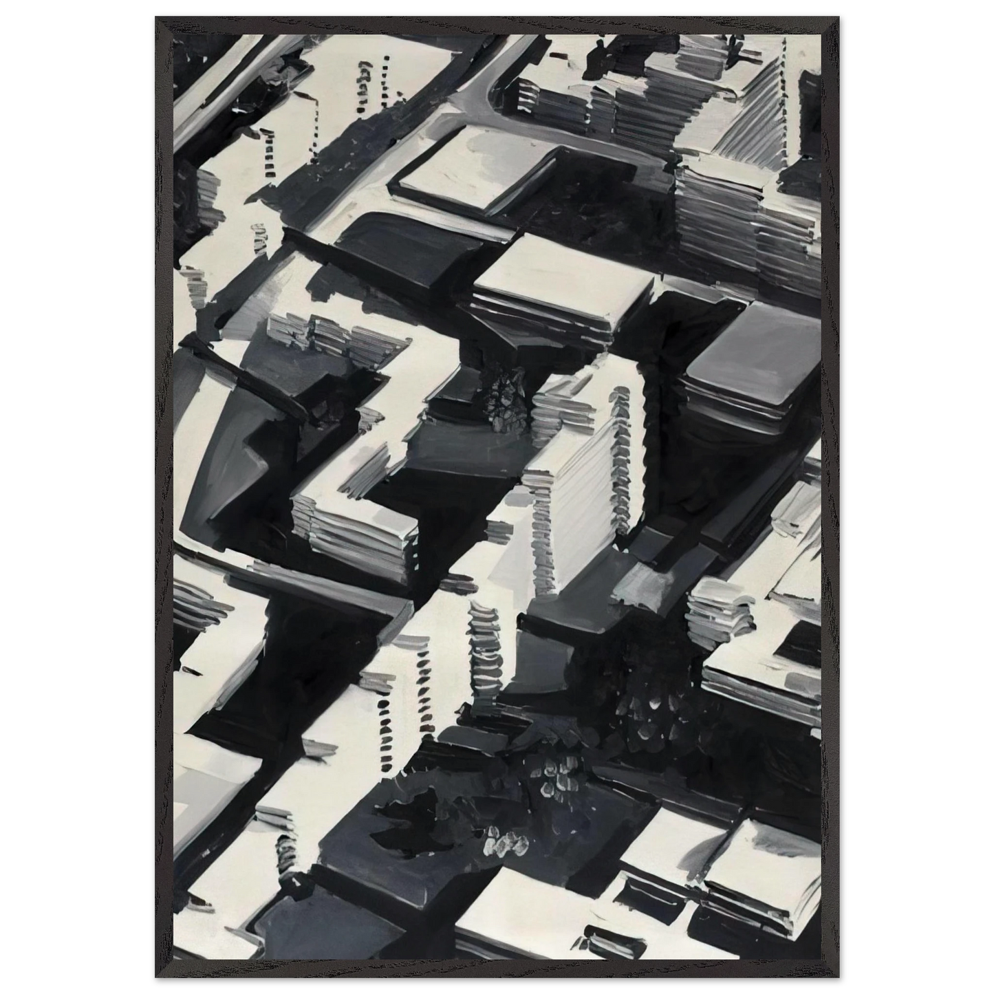 TOWNSCAPE SA 1969 - Gerhard Richter 70x100 cm / 28x40 inches Framed Art Print – Black Wooden Frame