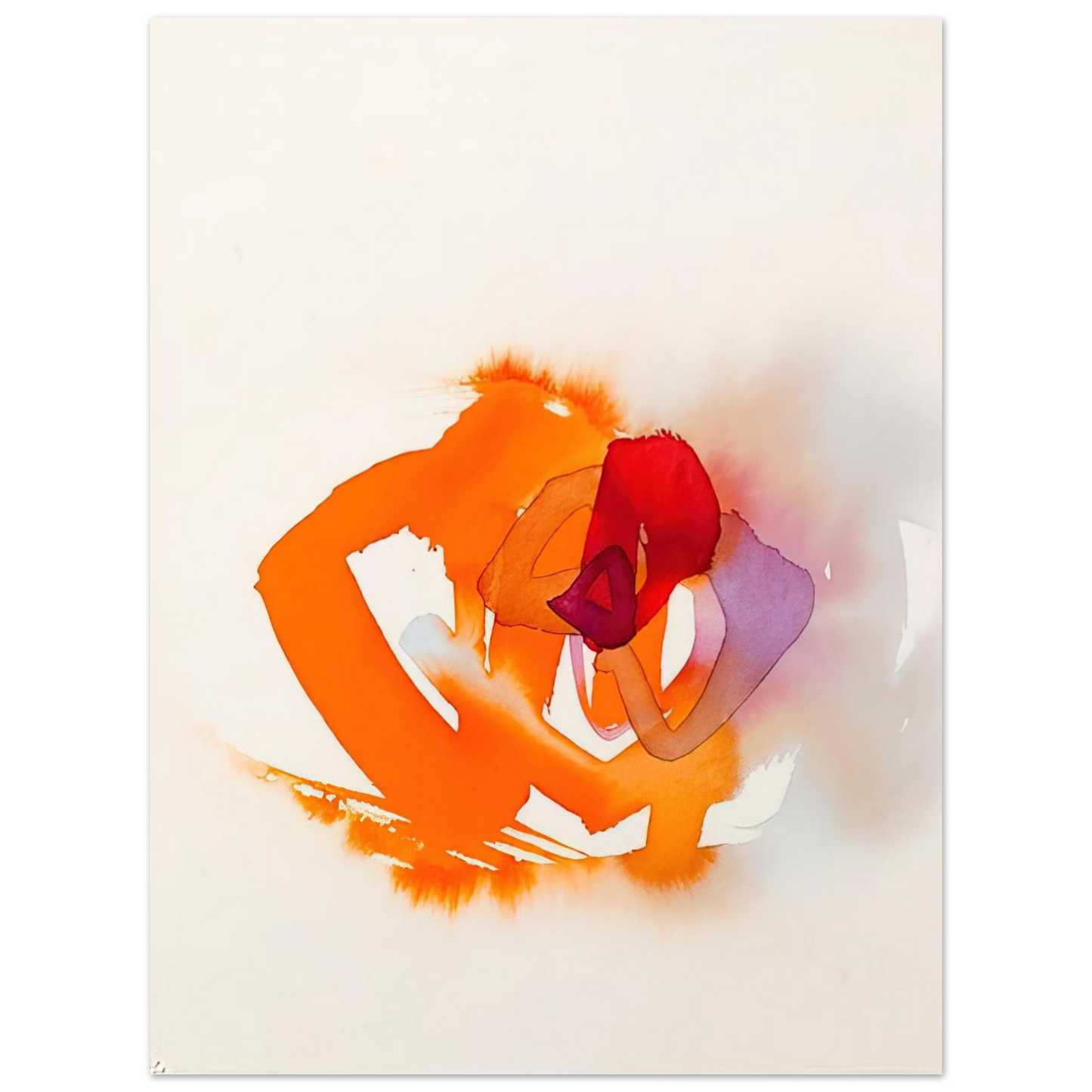 Luis Feito - UNTITLED ORANGE RED AND PURPLE 75x100 cm / 30x40inches Fine Art Poster