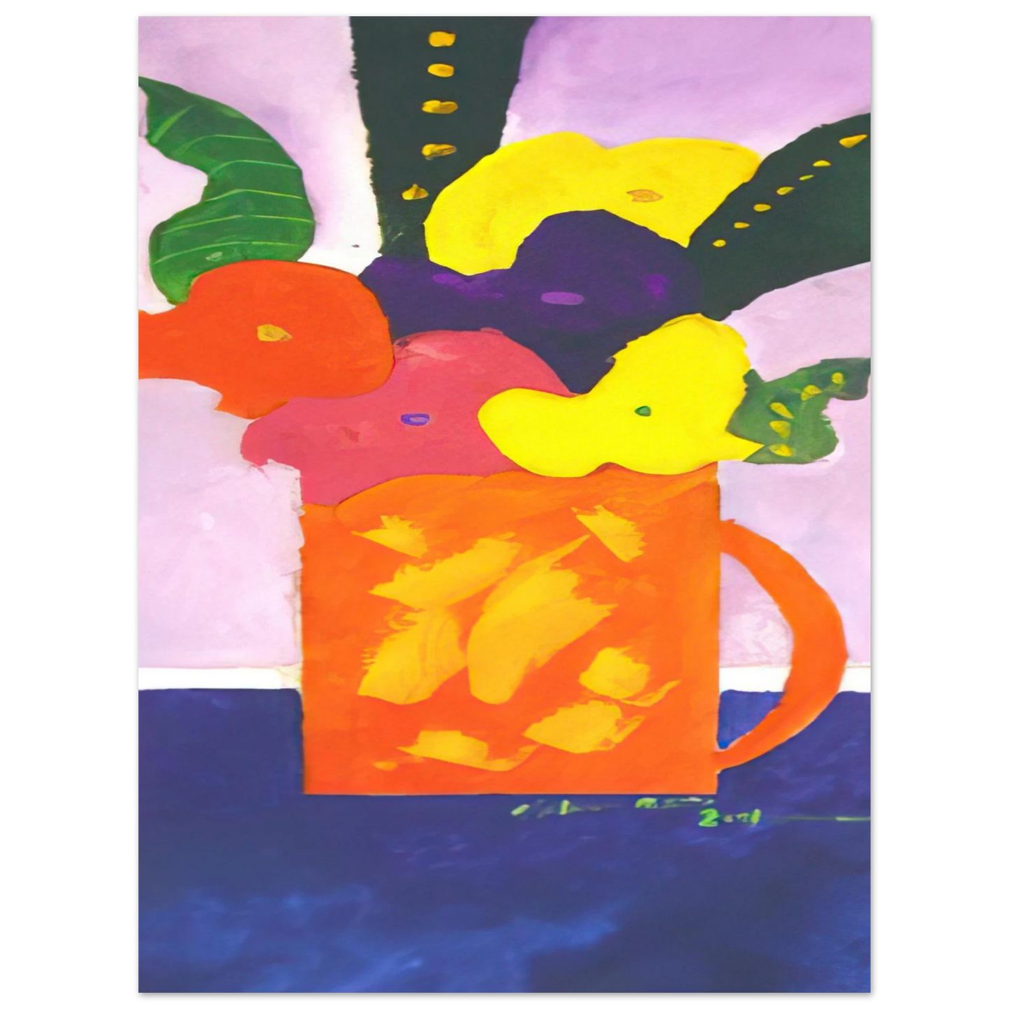 Aldemir Martins - Jar With Flowers - 2001 75x100 cm / 30x40inches Fine Art Poster