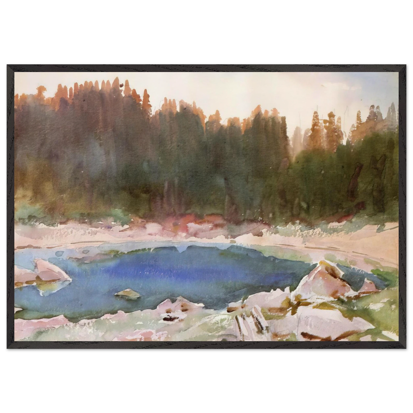 Lake in the Tyrol - John Singer Sargent 70x100 cm / 28x40 inches Framed Art Print – Black Wooden Frame