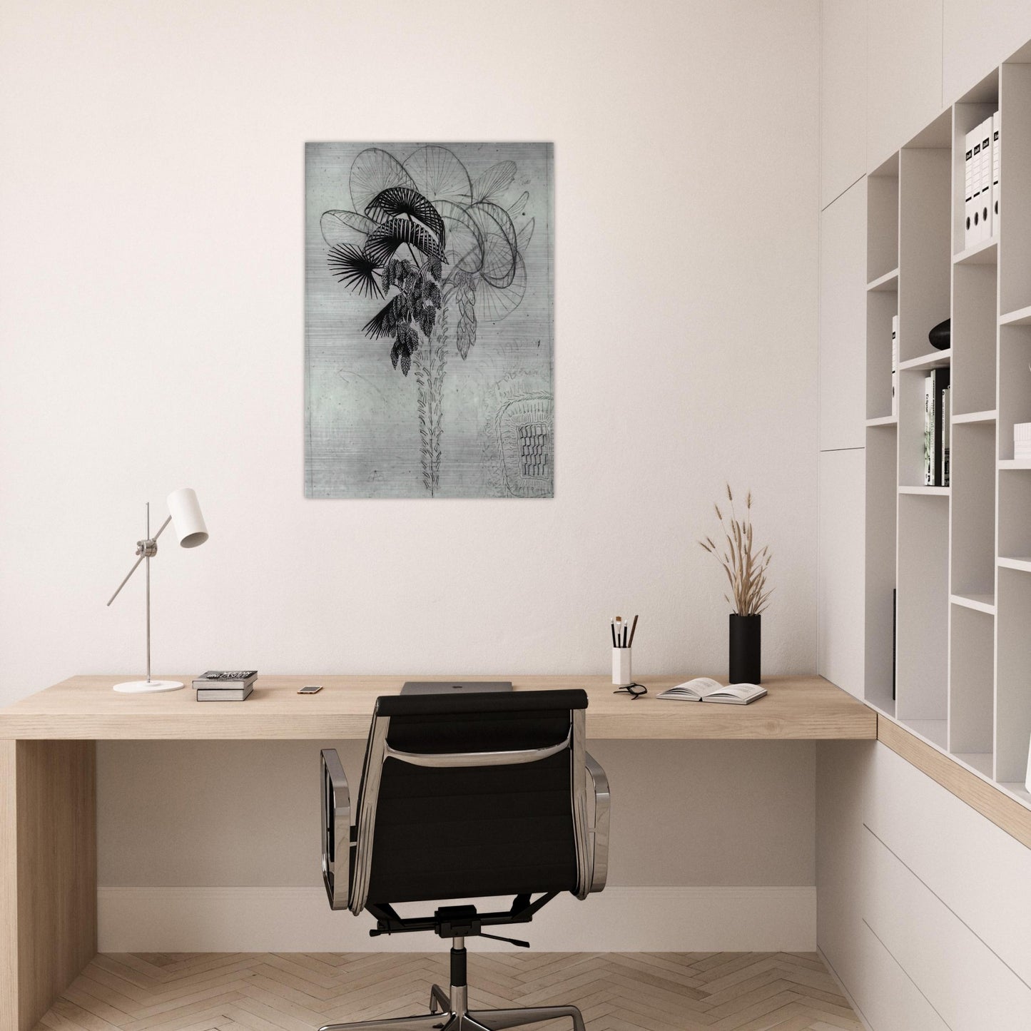 PALM TREE SKETCH - MC Escher Brushed Aluminum Print - 70x100 cm / 28x40 inches | MC Escher Aluminum Print | MC Escher Prints