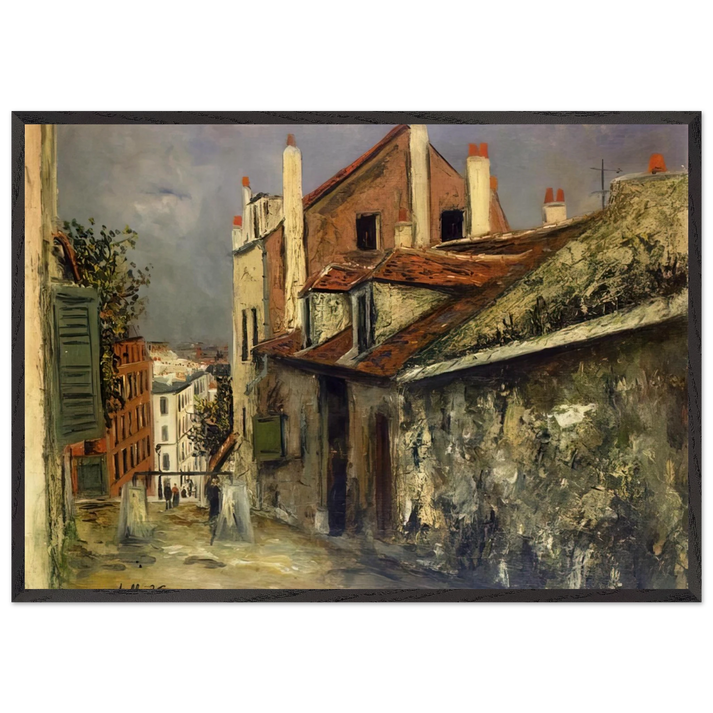 THE HOUSE OF MIMI PINSON IN MONTMARTRE - Maurice Utrillo 70x100 cm / 28x40 inches Framed Art Print – Black Wooden Frame
