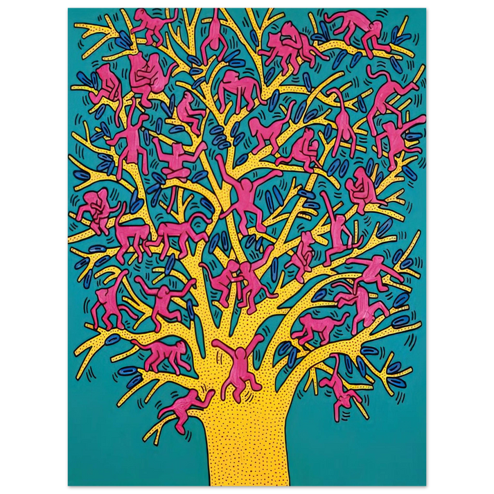 Keith Haring - THE TREE OF MONKEYS 75x100 cm / 30x40inches Fine Art Poster | Keith Haring Art For Sale